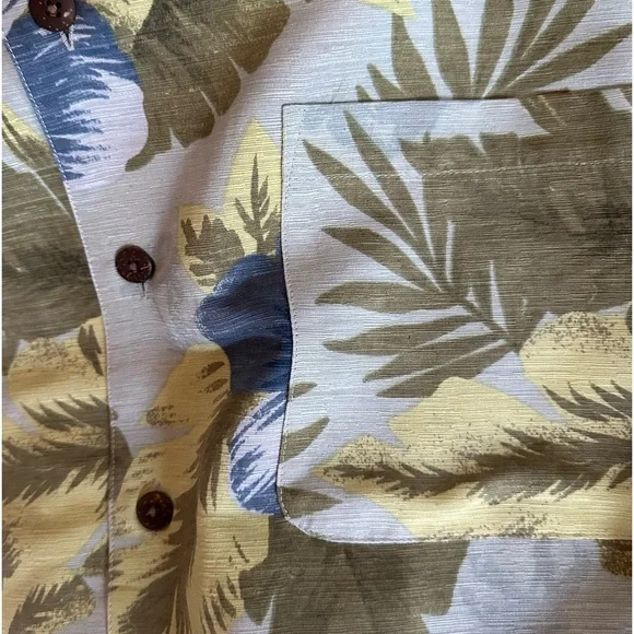 Havana Jacks Café Hawaiian Men’s Button Up Shirt XL Green Blue 100% Silk Floral - Picture 4 of 5